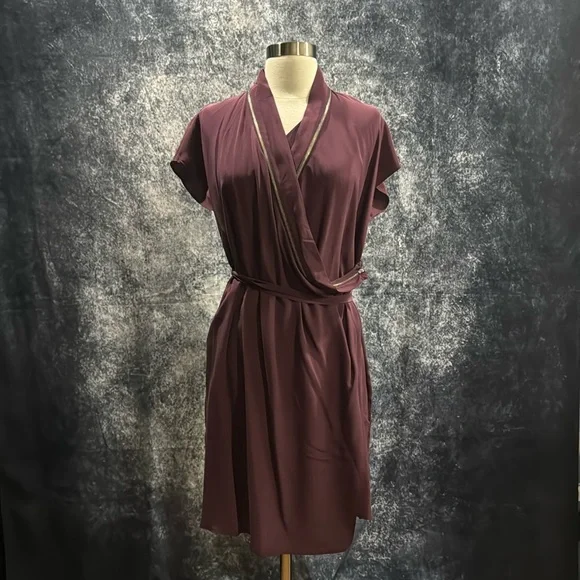 All Saints Dresses All Saints Burgundy Silk Drape Vneck